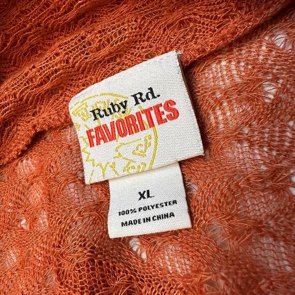 Orange Ruby Red Favorites Crochet Cardigan Wrap Size XL - Picture 3 of 4